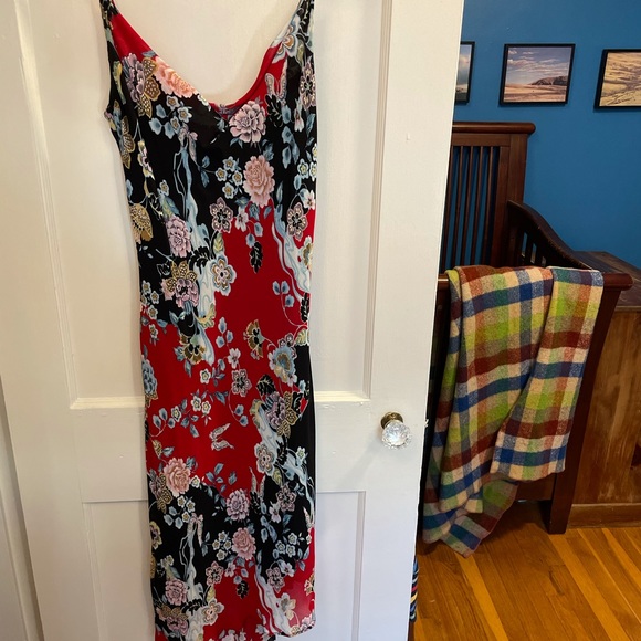Asymmetrical boho black and red floral patterned dress by Lily - Picture 2 of 5